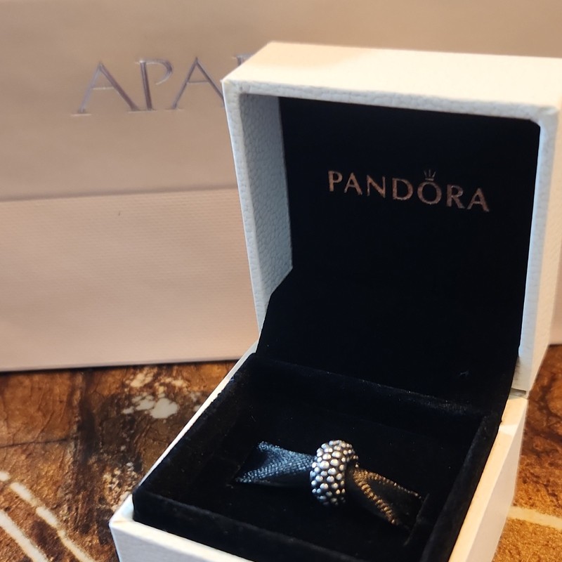 Pandora Silver Round Bead Charm Metal Jewelry Box Included gallery