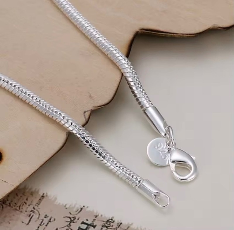 Silver Snake Chain Bracelet 20cm 3mm Fashion Charm Women Lady Wedding Jewelry gallery