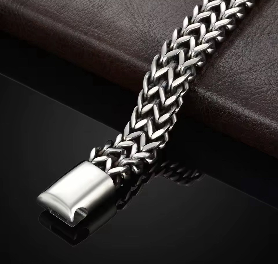 Silver Braided Chain Bracelet Magnetic Closure Stainless Steel No Stone gallery