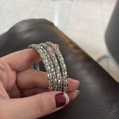 EDFORCE Stainless Steel Silver-Tone Tube Snakeskin Bangle Bracelet
