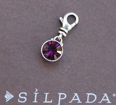 Silpada Sterling Silver Birthday Bliss February Swarovski Crystal Charm C2528