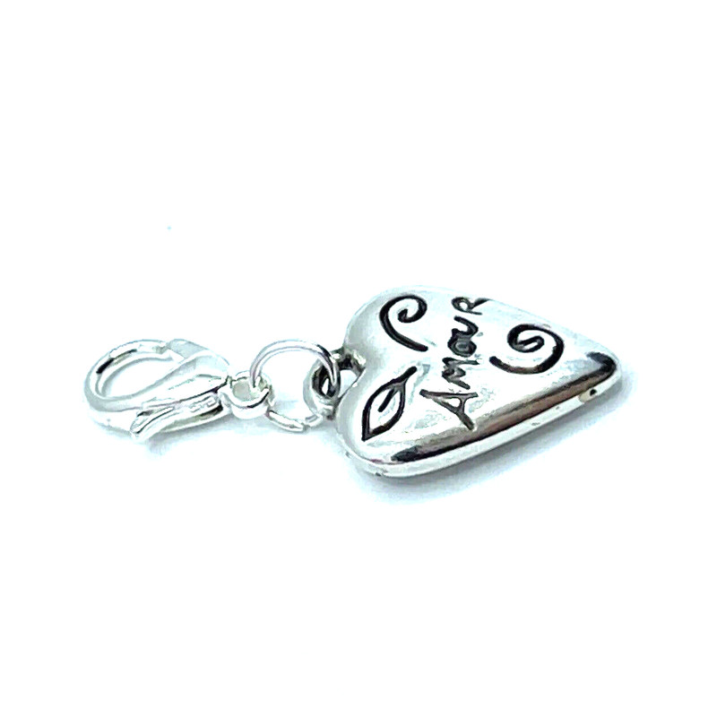 Brighton Amour Heart Love Etched Letters Reversible Custom Snap Silver Charm gallery