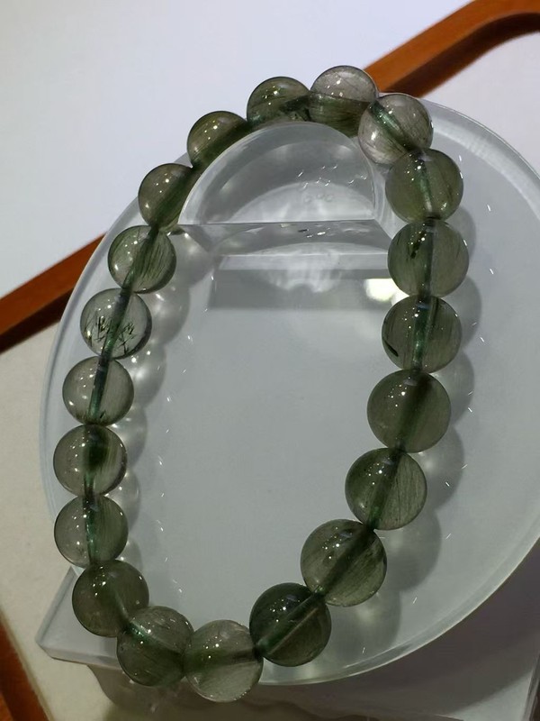 Genuine Natural Green Rutilated Quartz Crystal Round Beads Bracelet 9mm AAAAA gallery