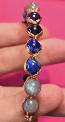 Copper Wire Wrap & Multi Gem Combination Third Eye Charged Gemstone Bracelet