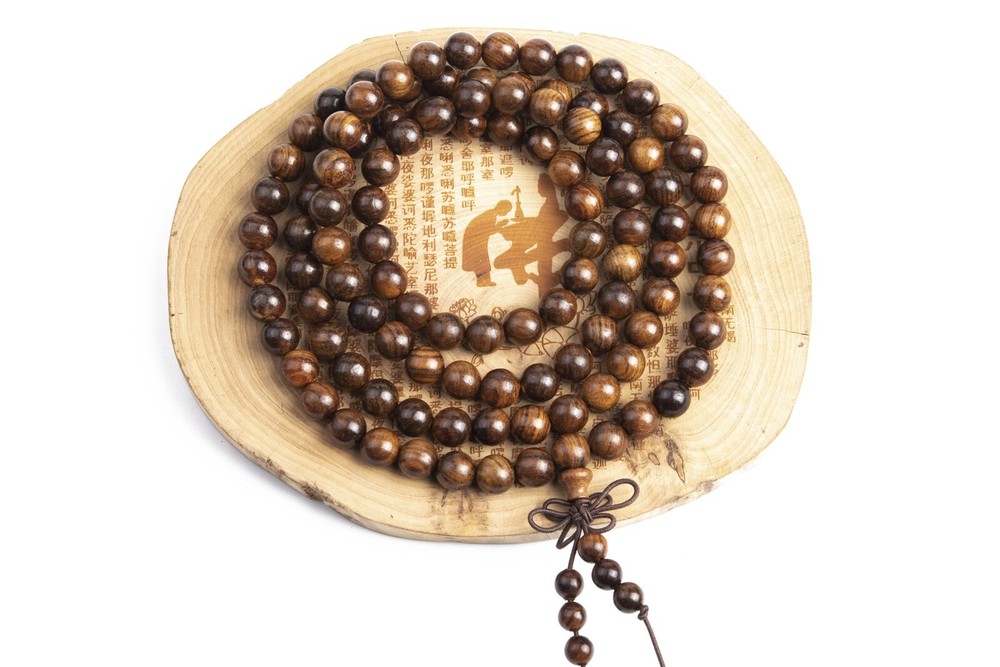 8MM 108 Pcs Fragrant Black Rosewood Mala Beads Natural Wood Round Beads 35"