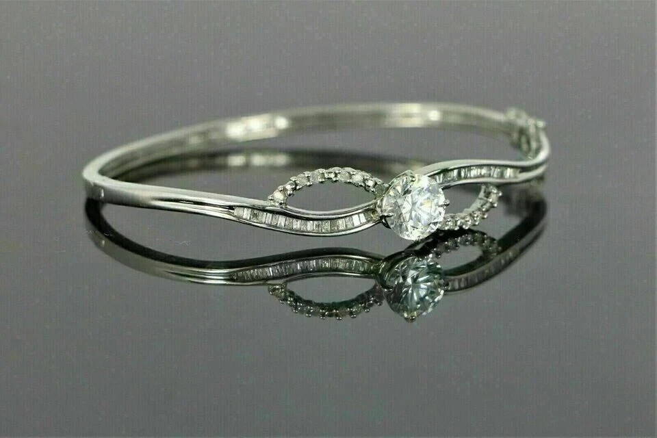 4Ct Round Cut Lab Created Diamond For Any Party Wear Bracelet 14K White Gold FN gallery