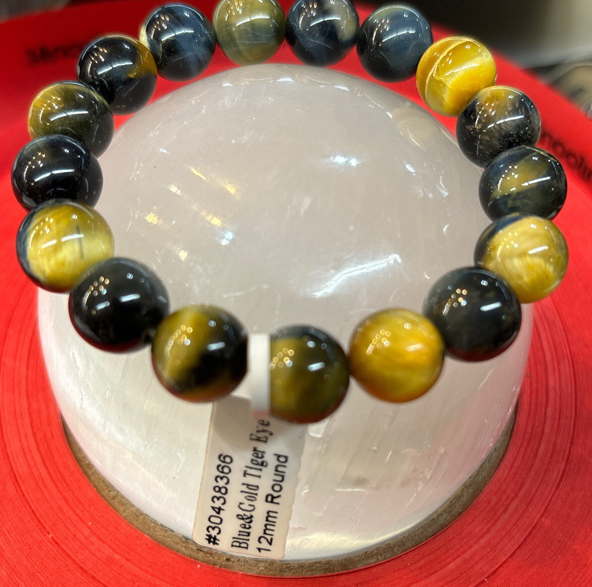Blue/Gold(yellow) Tiger Eye - Naturally Combined - 12 mm Round Beaded Bracelet gallery
