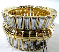 Cache Women’s Metall Crystal Baguette Gold bar Bracelet NWT 58