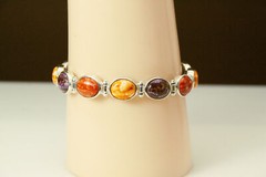 Sterling Blue Kyanite Red Orange Purple Stones Reversible Bracelet 26.3g(BR5281)