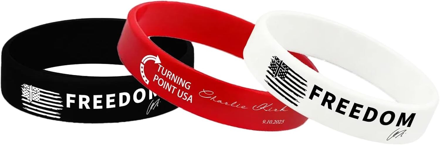 3 Pack Charlie Kirk Freedom Rubber Wristband Bracelet Band for Men Women, Charli gallery