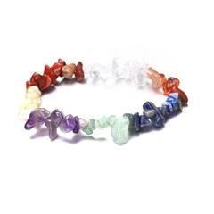 Natural Gemstone Chip Beads Stretch Bracelet Reiki Chakra Fashion Jewelry Bangle