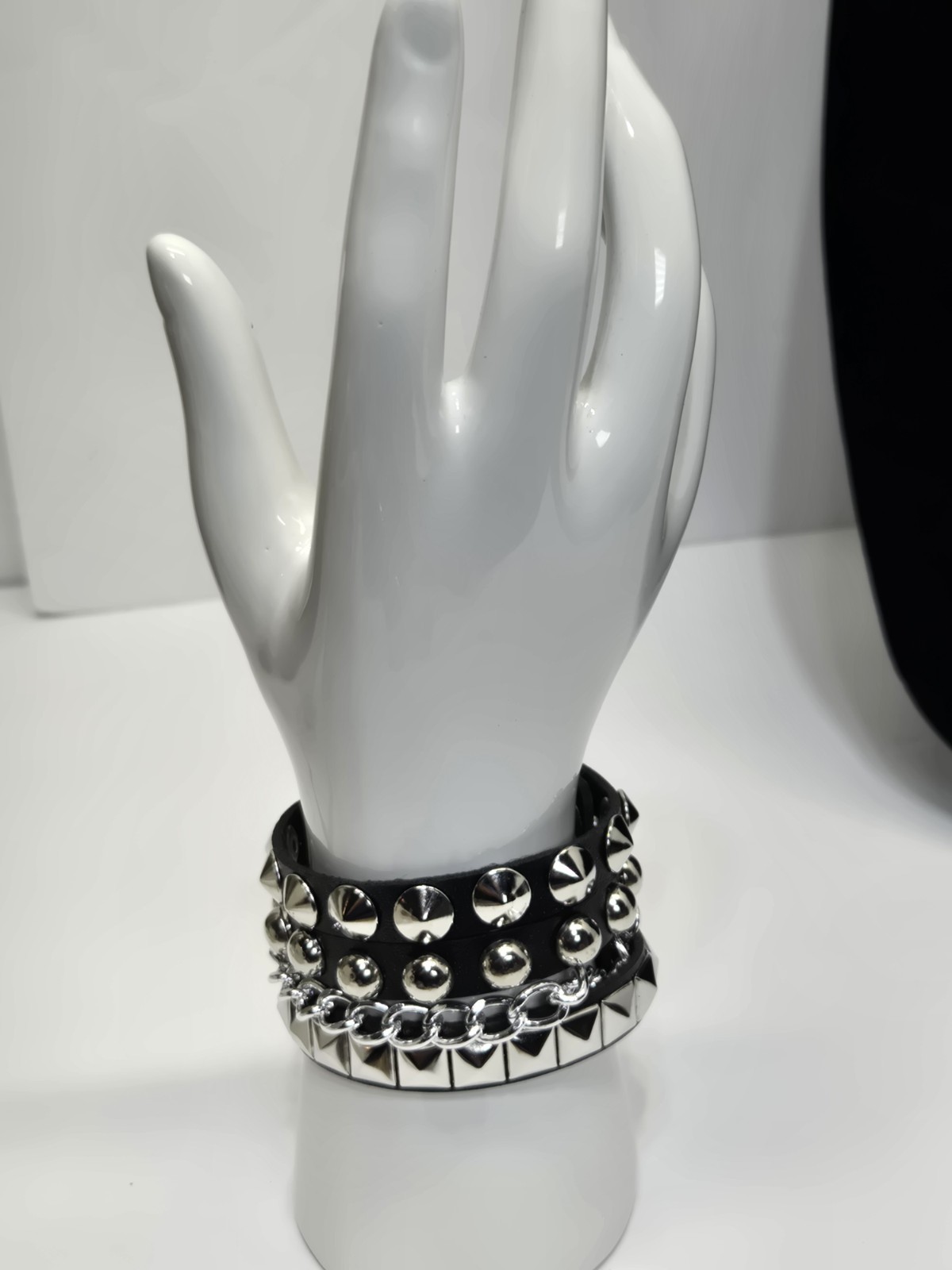 Faux Leather Spike Studded Wrist Bracelet Cuff Punk Rock Goth Cosplay gallery