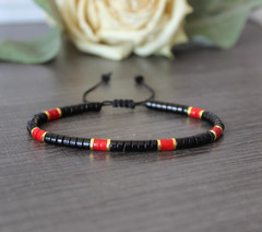 Natural Black Onyx Carnelian Dainty Bracelet 4mm Gemstone Beads Healing Crystal