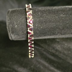 Suzanne Somers Estate Red Trillion Cz Tennis Bracelet 7.1 Gold Tone 925 w/ Box