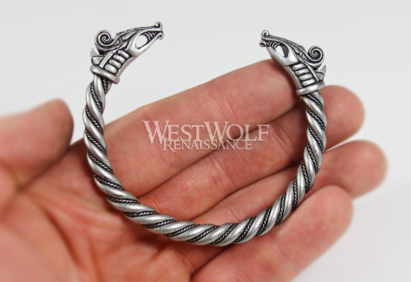Silver Viking Dragon Bracelet/Torc/Torque -- Norse/Medieval/Jewelry/Skyrim NEW gallery