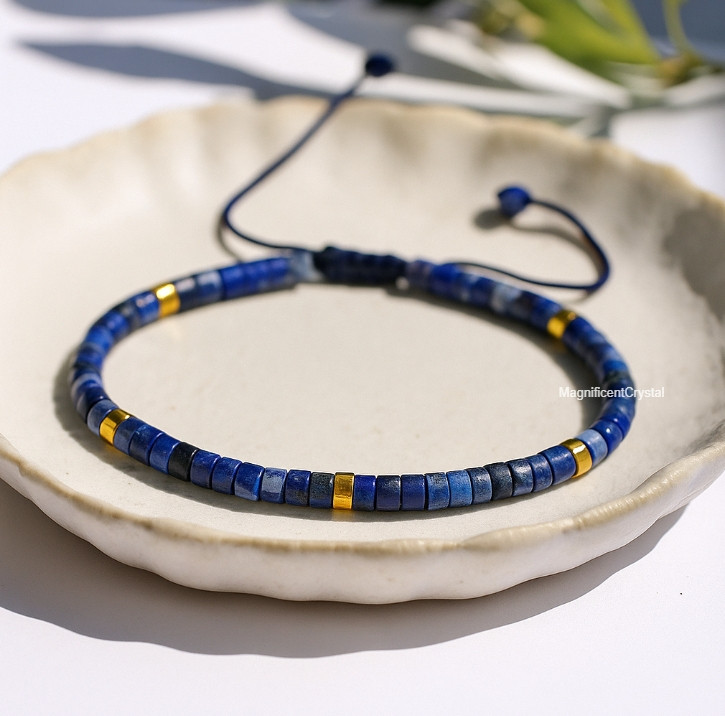 Lapis Lazuli Bracelet Healing Protection Crystal Minimalist Jewelry Men Women gallery