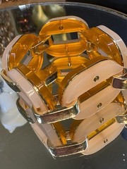 J.Crew Lucite Gold Tone Peach & Orange Chunky Link Bracelet 6.25”