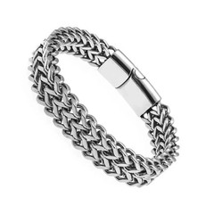 Meshed Woven Stainless Steel Bracelet Curb Chain Cuban Link Wristband Men Women