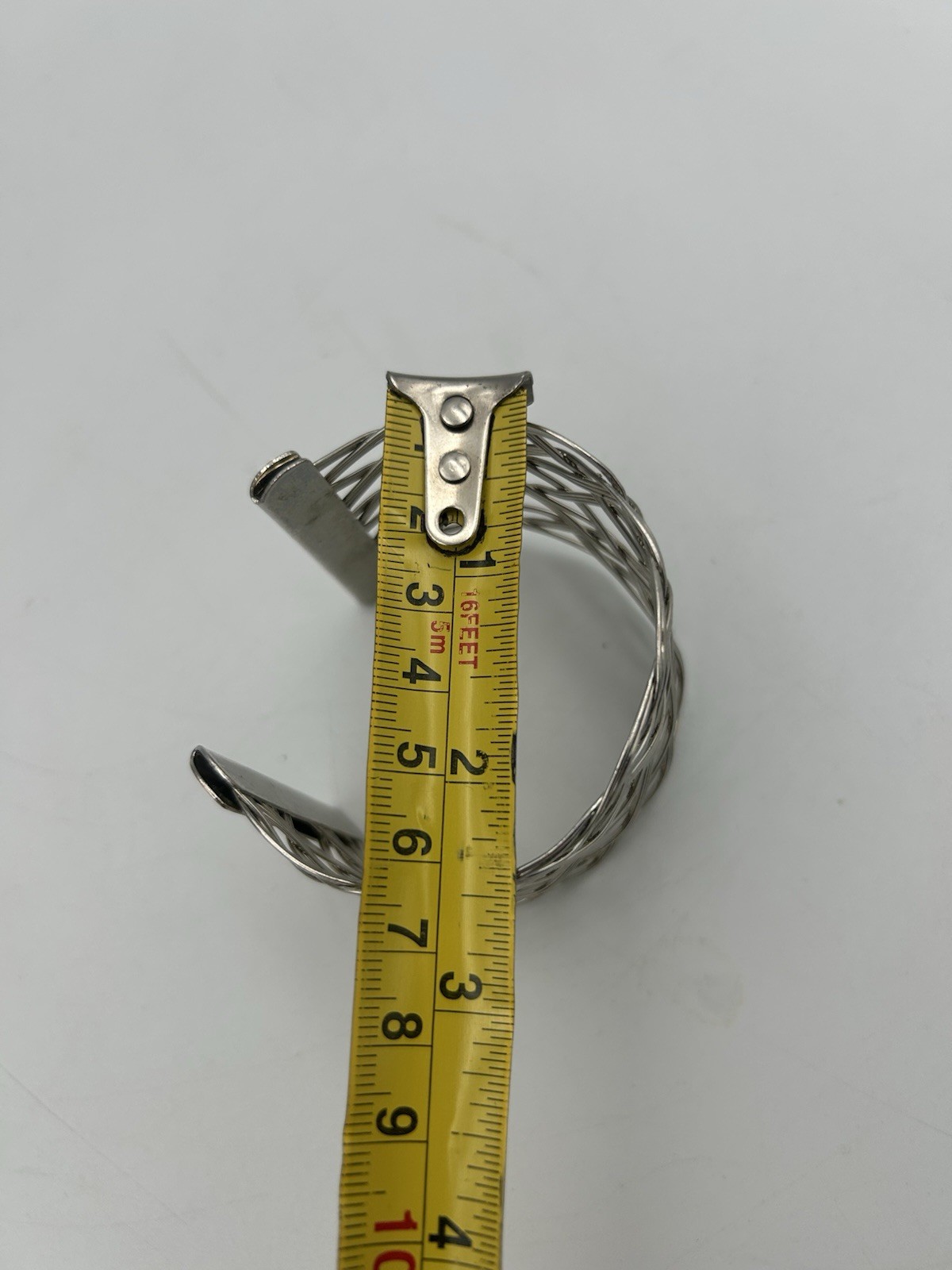 Vintage Silver Tone Wire Weave Cuff Bracelet - Approx 6.5cm in Diameter gallery