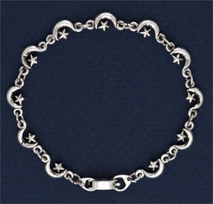 Antique Silver Plated Moon & Star Bracelet If Needed length can be Adjestable