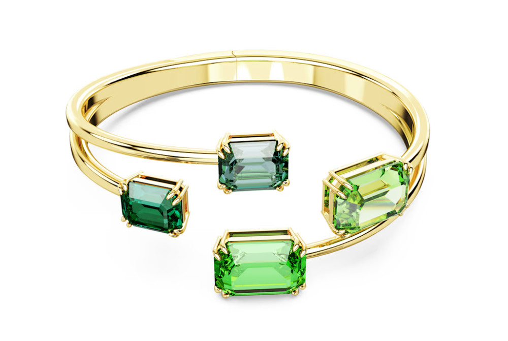 Swarovski - Millenia bangle - Octagon cut, Green, Gold-tone plated - Size: L