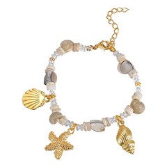 Womens Boho Shell Sea-Star Conch Beaded Bracelet Adjustable Chain Summer Jewelry