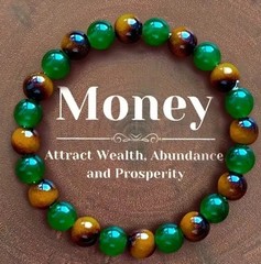 Money Bracelet Tiger Eye Green Crystal Attract Wealth Luck Free Ship US Seller