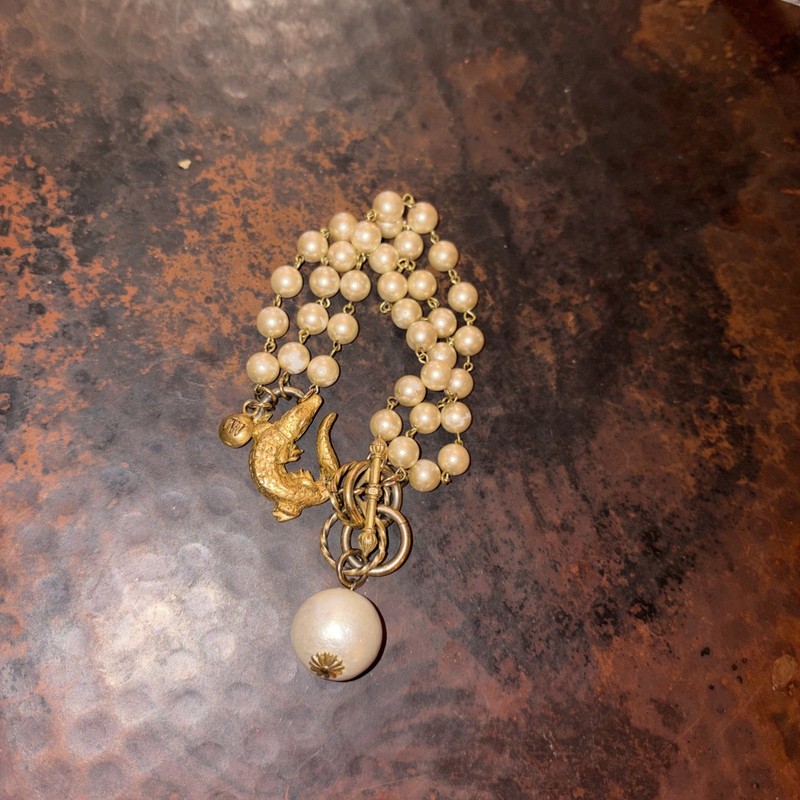 Maximal Art John Wind Gator Alligator Pearl Gold FSU Pendant Bracelet RARE gallery