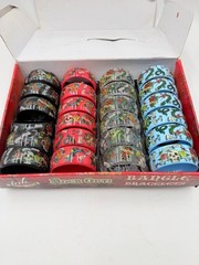 Lot of 24 Rock Out! Tattoo Style Plastic Bangle Bracelets Mixed Colors Punk Emo