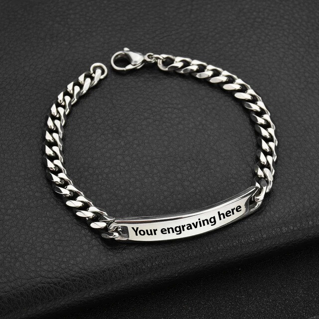 Reuben Boy Custom Any Name Date Silver Bracelet Charm ENGRAVED Gift Box gallery