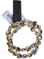 J.Crew Factory Mixed Metal Hearts Stretch Bracelet Set Gold Silver Multi New