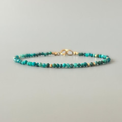 Blue Tourmaline 2mm Gemstone Beads Minimalist Healing Reiki Women Bracelet Gifts