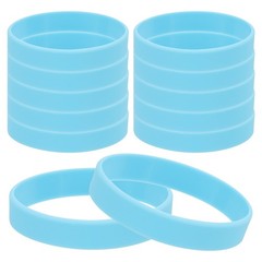 12Pcs Silicone Rubber Bracelet Solid Wristband Blank Rubber Band Light Blue