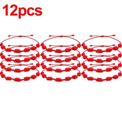 Red String Bracelet Lucky 7 Knots Adjustable Rope Couple DIY Handmade 1 Pc