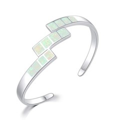 Fashion Fine White Fire Opal Bangles 925 Sterling Sliver Jewelry For Women