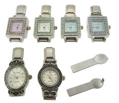 WHOLESALE LOT Set of 6pc 9mm Italian Charm Watch Face With Charm Opening Tool