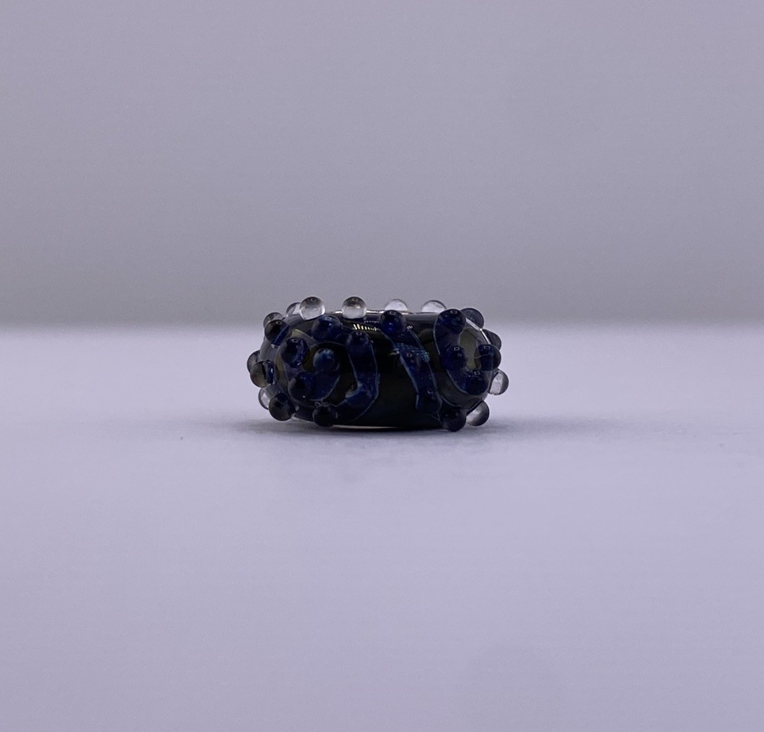 Elfbeads New Dark Blue Swirl Glass Bead • 925 Silver Core gallery