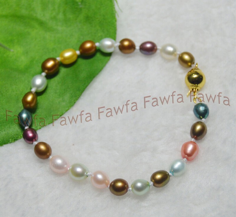 Exquisite 6-7mm Natural Multicolor Freshwater Cultured Pearl Bracelets 6.5-8.5'' gallery
