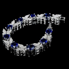 925 Sterling Silver Women’s 7″ Inlaid Butterfly Blue Tanzanite Tennis Bracelet