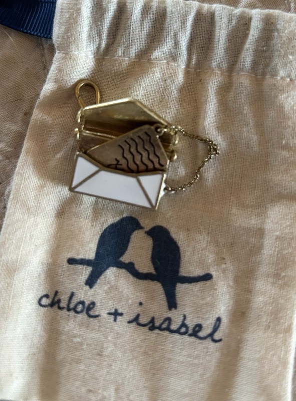 Chloe + Isabel Trésors vintage-inspired airmail envelope charm OPENS *RARE* gallery