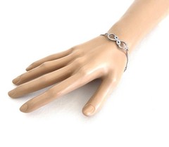 JJB013 Double Layer 925 Silver infinity bracelet filled with small CZ’s 7”