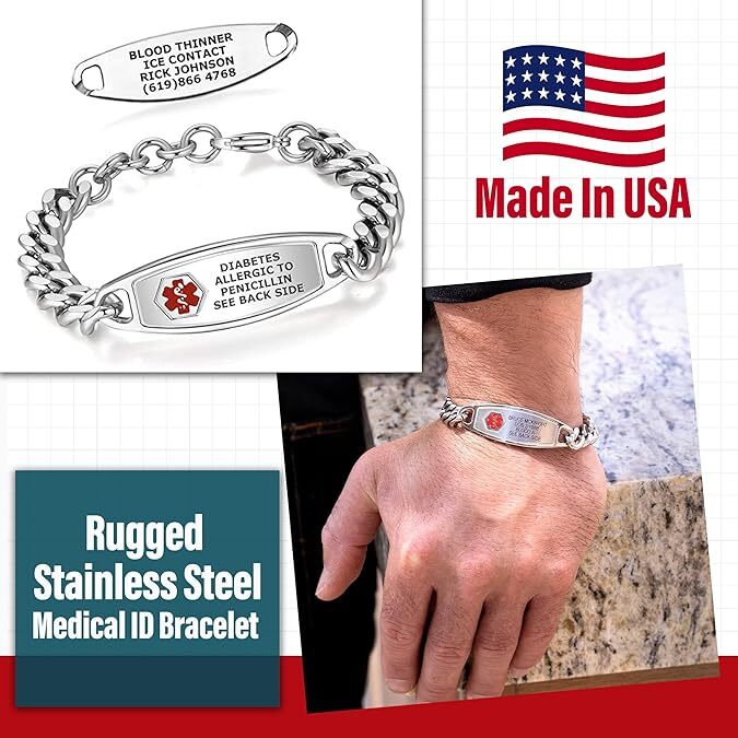 Divoti Deep Custom Laser Engraved Adjustable Medical Alert ID Bracelets gallery