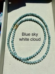 Burma jadeite necklace 4.7m blue Sky White Cloud type A Burmese Jade 翡翠蓝天白云