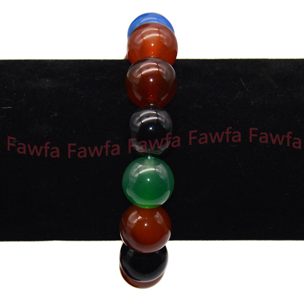 Multicolor Agate 4/6/8/10/12/14mm Round Gemstone Beaded Elastic Bracelets 7.5'' gallery