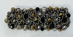 Chunky Chainmail Stretch Bracelet Interwoven Faceted Crystals 8” X 1.5”