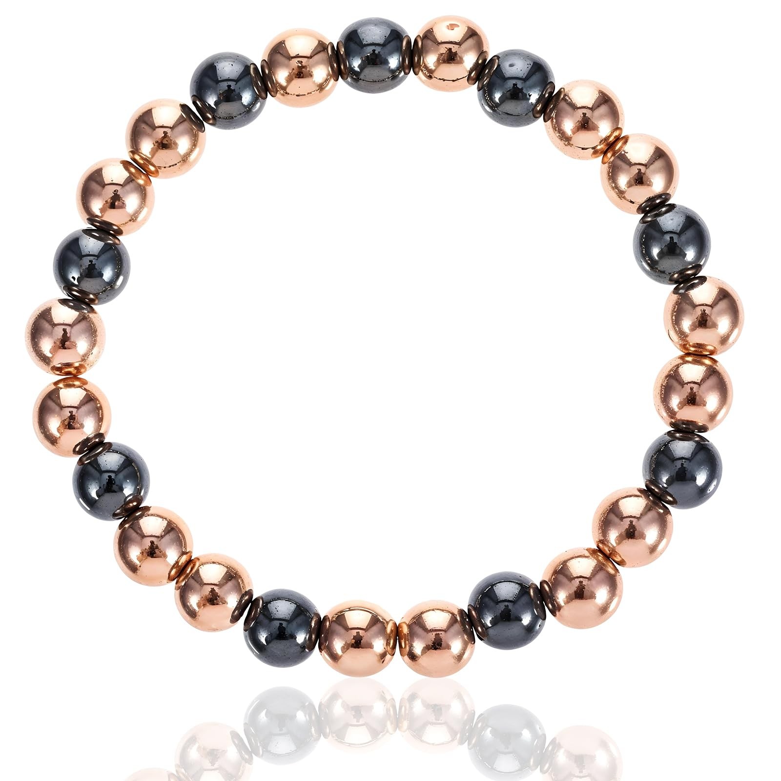 Copper Bracelet for Women and Men Hematite Beaded Stretch Bracelet with Healing gallery