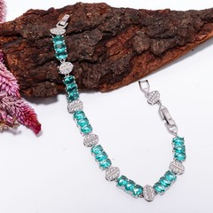 Apatite, CZ 925 Sterling Silver Adjustable Bracelet 7-8″ B14229, Gift for her