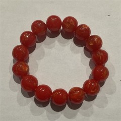 Red Round Beaded Stretch Bracelet, Elasticated Stackable, for women and men