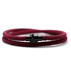 Minimalist Double Layer Rope Bracelet Men 4mm Black Red Thread Braclet Father’s