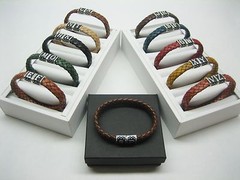 sterling silver 925 initials braided leather bracelet for men/women MADE IN USA